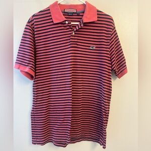 Men's vineyard vines size medium melon and blue striped short sleeve polo shirt